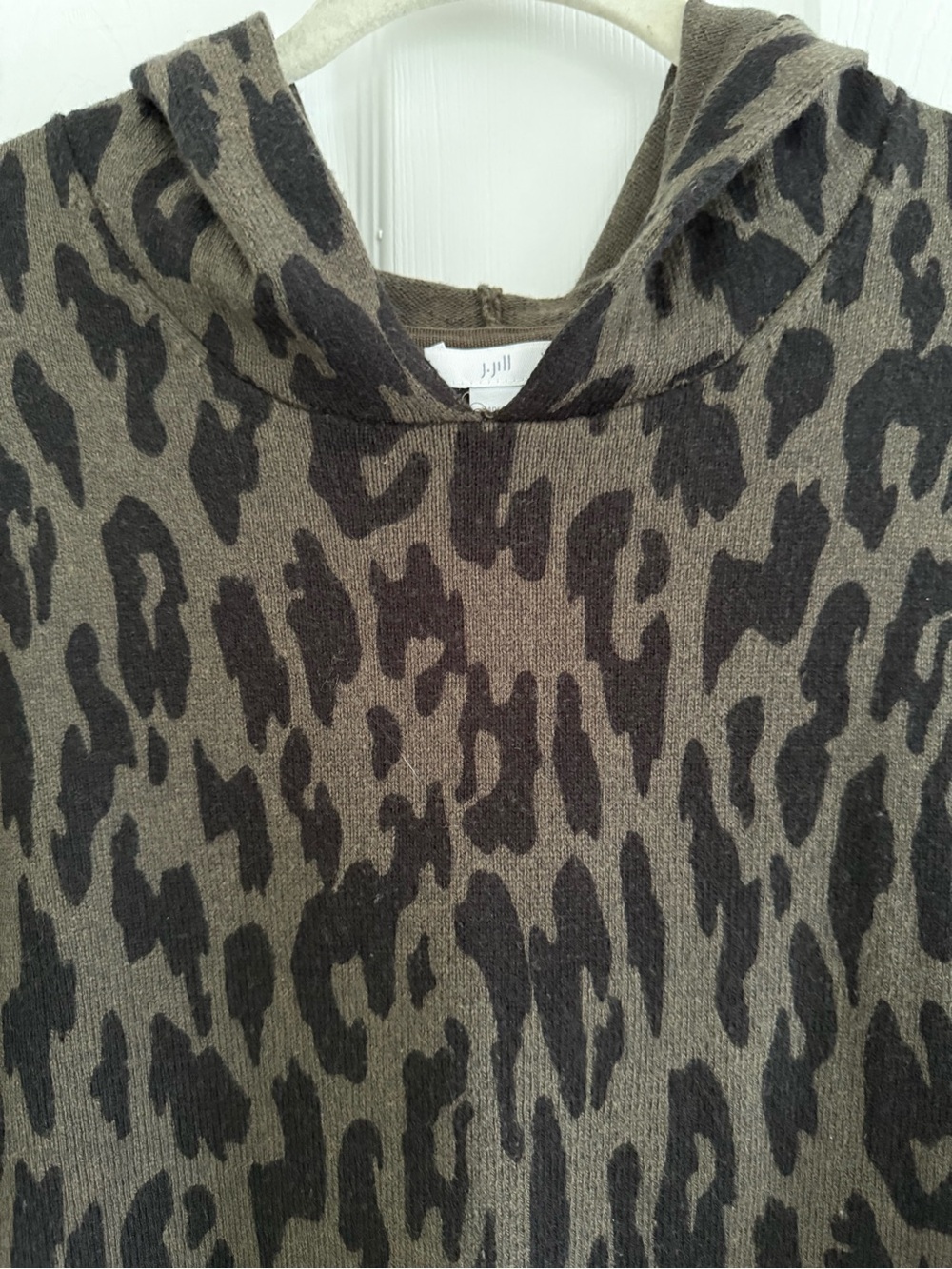 J. Jill Black Leopard-Print Hoodie Sweater - 2X - Picture 2 of 13
